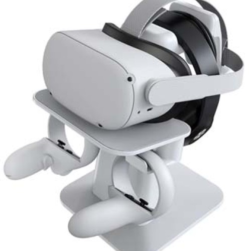 KIWI design VR Stand Compatible with Quest/Quest 2/Rift/Rift S/GO/HTC Vive/Vive Pro/Valve Index VR Headset and Touch Controllers, White